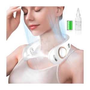 Neck Fan with Mist Spray-Neck Fans that Blow Cold Air,Folding 4000Mah Portable Personal USB Rechargeable Battery Operated Fan with Mister,Cooling Bladeless Travel Misting Fan