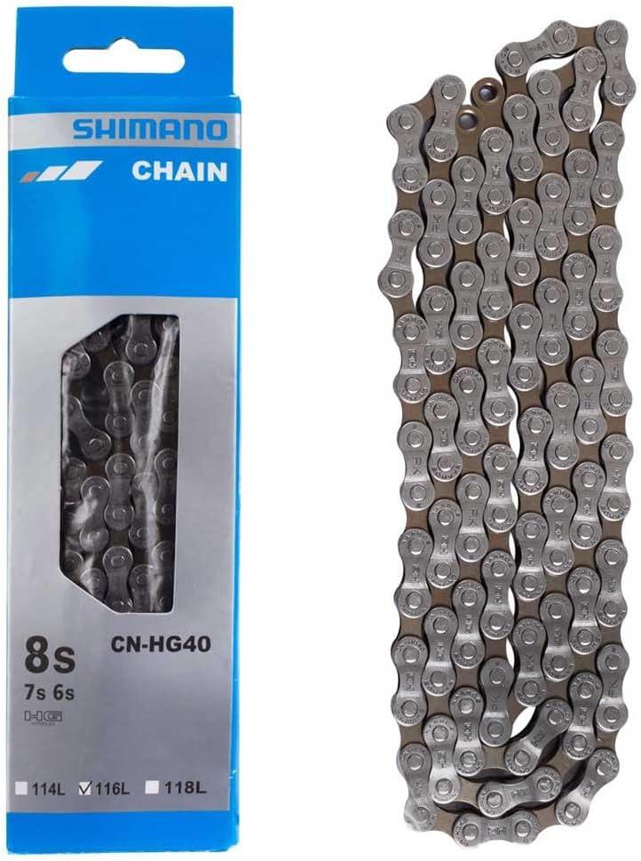 Shimano HG40 116 W/CL Chain - Grey, 6/7/8 Speed Shimano HG40 116 W/CL Chain - Grey, 6/7/8 Speed