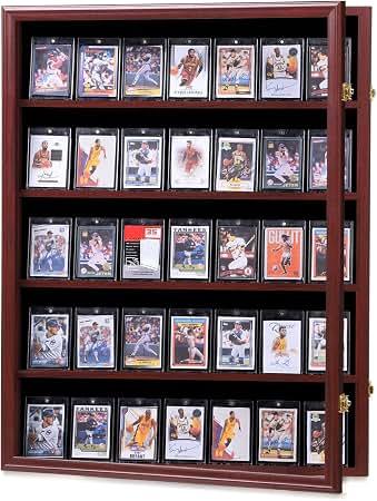 Temgee 35 Graded Sports Card wall-Mounted Display case for Shows, Mahogany