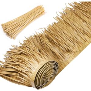 Yilloog Palm Thatch Roll Palm Thatch Runner Roll Mexican Style Straw Roof Panels Tiki Hut Palapa Straw Roofs Duck Blind Grass for Tiki Bar Hut Garden Patio(10 M/ 32.8 ft,Yellow Brown)