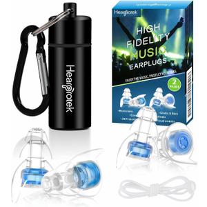 Hearprotek Concert Ear Plugs, 2Pairs Reusable high Fidelity Musician Ear Plugs for Concerts Loud Music-Noise Reduction Ear Protection earplugs for Rave,Festival,Music,Tinnitus Relief (Blue)