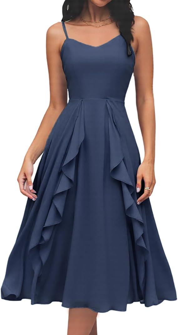 HomRain Women's Cocktail Tea Party Beach Dresses Formal Graduation Wedding Guest Chiffon Summer Evening Elegant Dress 2025