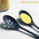 Silicone Cooking Utensils Set, Heat Resistant and large Non Stick Spatulas & Spoons for Kitchen, Ideal BPA Free Kitchen Turners for Frying, Mixing,Serving,Draining,Turning (5-Pack Utensil Set_Black)