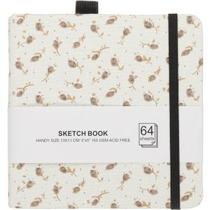 PATIKIL 5.1x5.1 Watercolor Sketchbook, 64 Sheet 165GSM/112lb Watercolor Paper Sketchbooks Acid Free Watercolor Journal Hardcover Artists Paper Pads with Pen Holder, Brown Flower