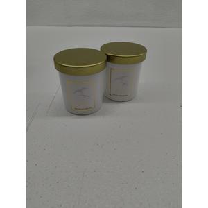 SPRAYED GLASS CANDLE W/MENTAL LID WHITE, Sea Salt, Set of 2