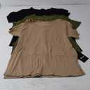 Ficerd 3 Pack Women's Short Sleeve Tunic Tops, V Neck Curved Hem Shirt Casual Summer Basic Tshirts Tee Blouse, Medium, Black/Brown/Cream