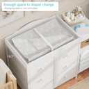 BOLUO Baby Dresser with Changing Table Top, Black Changing Table Dresser with 6 Fabric Drawers Diaper Changing Station with Storage Shelf for Nursery Modern