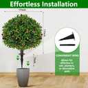 Artificial Olive Topiary Ball Trees with Ground Spike, Set of 2 UV Resistant Artificial Shrubs, Fake Evergreen Artificial Plant Bushes for Indoor Outdoor Front Porch Garden (16IN)