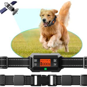 GPS Wireless Dog Fence System,33-999 Yards Electric Fence for Dog Boundary Collar for Dogs Rechargeable GPS Collar Electric Perimeter Smart Wireless Pet Containment with 2 Replacement Straps (A1)