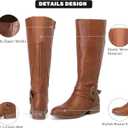 Women's Slouchy Knee High Boots Low Heel Comfort Round Toe Tall Calf Flat Riding Combat Boots for Women. (8.5, Tan Pu 113)