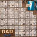 Teling 80 Pcs Father's Day Stencil Mother's Day Stencils Reusable Painting Father Cookie Stencils Plastic Artists Drawing Mom Letter Stencil Templates Mold Tools for Party Painting Cake Baking Dessert