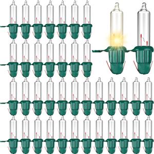 JOYIN 200 Pcs Replacement Christmas Tree Light Bulbs, 2.5V 0.425 Watt 170 mA Incandescent String Lights Replacement Bulb Green Base for Indoor/Outdoor Xmas Tree Lights Decoration (Warm White)