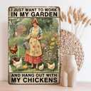 Chicken Coop Decor Garden Signs Themed Gifts For Women Metal Signs For Outside Personalized Signs For Outdoor Chicken Coop Accessories Gardening Stuff I Just Want To Work In My Garden And Hang Out With My Chickens Sign Gifts 8x12 In