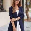 GRACE KARIN Womens Long Cardigans Trendy, Lightweight Knit Blazer, Casual Open Front Spring Sweaters with Pockets (Blue, L)