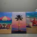 3 Pcs Hawaii Beach Wall Art Decor, Summer Seaside Shells Canvas Painting Posters Prints, Coconut Tree Pictures for Living Room Bedroom Home Decoration 16 * 24 IN(Stretched Canvas on A Wooden Frame)