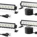 Pack of 4THECHAM IP66 Waterproof 45W LED Shop Lights, 5400LM 6000K Daylight White Garage Light with 6FT Power Cord & Switch, Plug in LED Work Light for Garage, Workshop, Warehouses, Basement, Yard, 