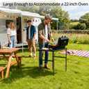 Anbte Portable Grill Table Max 29.5", 2 Adjustable Heights Folding Camping Table with Heat-Resistant Mesh Tabletop &Portable Handle, Waterproof, for Cooking BBQ Outdoor Patio, 31" X 22", Black, 35"l X 21.65"w X 29.4h"