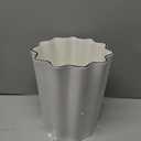White and Black Ceramic Fluted Small Bathroom Trash Can 2 Gal - Luxury Stone Trash Can-Heavy & Decorative Garbage Bin for Bathroom, Kitchen, Office, Bedroom & Living Room Corner (White and black)