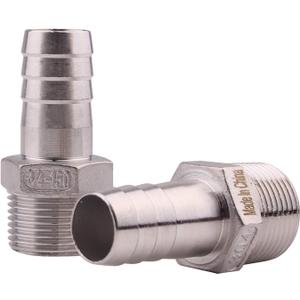 DERNORD Stainless Steel 3/4" Hose Barb x 3/4" NPT Male - Home Brew Pipe Fitting Pack of 2