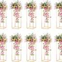 Nuptio 10 Pcs Gold Vase Metal Column Stand Road Lead Geometric Centerpiece Vase for Tables, 31 inch Tall Floor Vases Decorative Tall Flower Rack for Home Event Party Wedding Decorations for Reception (31" H x 10 Pcs)