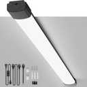 LED Garage Lights 4FT Linkable Plug in Ceiling Light Fixture, 5000K Workbench Tube Light with Switch, 36W Overhead Light Bar for Room Shop Cabinet Closet Kitchen, IP65 Waterproof, Black