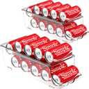 Simple Houseware 2-Pack Auto-Rolling Beverage Can Organizer for Fridge, Clear Front-Loading Soda Dispenser with Smooth Glide Design, Space-Saving Refrigerator Storage Bins