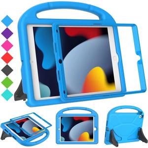 Kids Case for iPad 9th/ 8th/ 7th Generation - iPad 10.2 inch 2021/ 2020/ 2019 Case with Built-in Screen Protector, Durable Shockproof Handle Stand Kids Cover for Apple iPad 7/ 8/ 9 Gen, Blue