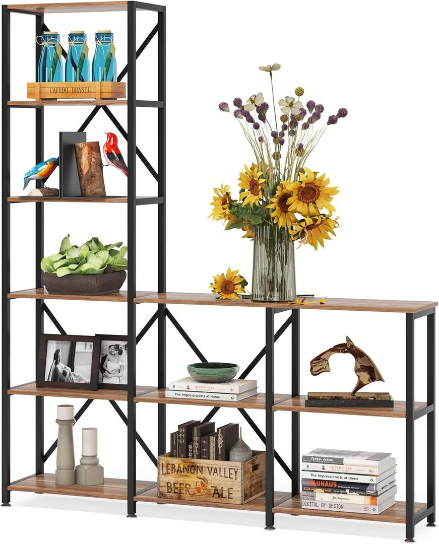LITTLE TREE Modern Reversible 9 Shelves Bookshelves Cube Bookcase 6-Tier Display Open Shelf for Living Room