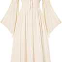 Scarlet Darkness Renaissance Dress for Women Medieval Peasant Dress Long Bell Sleeve Dresses (Medium, Apricot)