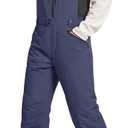 FREE SOLDIER Men's Insulated Waterproof Snow Bibs Ski Overalls (Large/32" Inseam, Midnight Navy)