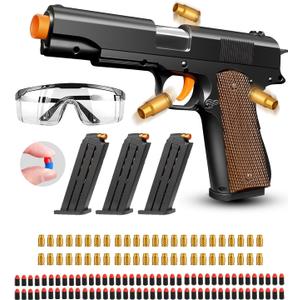 Toy Gun, Shell Ejecting Toy Gun with Soft Bullets, Educational Model Toy Pistol Shooting Game, Gifts for Kids Boys Girls (Brown)