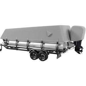 Amazon.com: Fuprosico 1200D Pontoon Cover,100% Waterproof Cover for Pontoon Boat 17-20ft, Heavy Duty Boat Covers with Hurricane-Proof System & Outboard Motor Cover for Mooring,Storage,Marine Grade Fabric,Grey : Sports & Outdoors