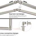 Brushed Nickel Bay Window Curtain Rods with Aluminum End Cap Finials and Brackets,Adjustable 32-86 Inch Center Rod for windows (20-82), 32-58 Inch Side Rods for windows (20-54)