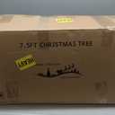 Yaheetech 7.5ft Snow Flocked Pre-lit Christmas Tree with 550 Warm White Lights, 1284 Lush Branch Tips & Quick-Assembly Hinged Design, Full Artificial Xmas Tree for Winter Holiday Dcor, Green & White