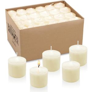 72 Packs Ivory Votive Candles, Unscented Small 1.5 Inch by 1.25 Inch Bulk Wax Candles for Wedding, Party, Holiday & Home - 8 Hours Burn