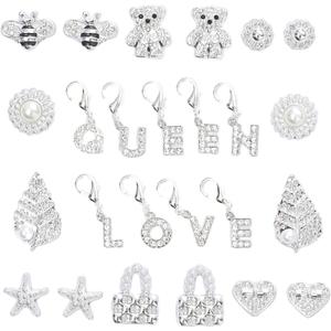Silver Shoe Charms for Sneakers,Bling Shoe Lace Jewelry for Girls,Junk Socks Charms Kit