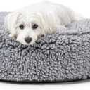 Stoutwool Indestructible Dog Bed - Round Chew Proof Dog Bed - Fluffy Pillow Bed for Aggressive Chewers - Durable - Washable - Ideal for Small Dog Breeds - 25", Charcoal (25"D x 6"Th)