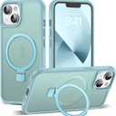Compatible with iPhone 14 Case & iPhone 13 Case 6.1" with Invisible Ring Stand [Compatible with Mag-Safe] Translucent with Magnetic Kickstand, Blue