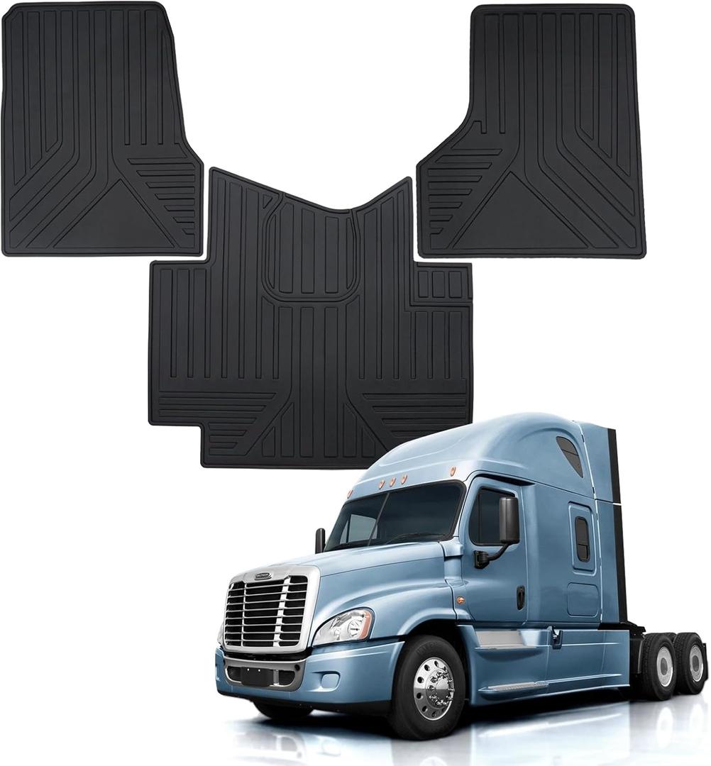 Floor Mats Compatible with Freightliner Cascadia 2008-2017 | TPE all-weather floor mat, waterproof & mud-proof liner, anti-slip texture, scratch guard, easy-clean heavy-duty