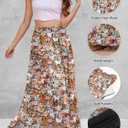 Women's Maxi Skirt with Pockets High Waisted Casual A-Line Pleated Long Skirts (XL)