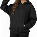 Womens Hooded Hoodies Sweatshirts - Long Sleeve Crewneck Sweaters With Pocket 2026 Fashion Spring Oversized Clothes (Large, Black)