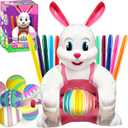 JOYIN Motorized Easter Egg Decorator Kit Spinner Easter Busy Pink Bunny Egg Whirler Decorating Machine with 10 Non-Toxic Markers for Kids Craft Activities