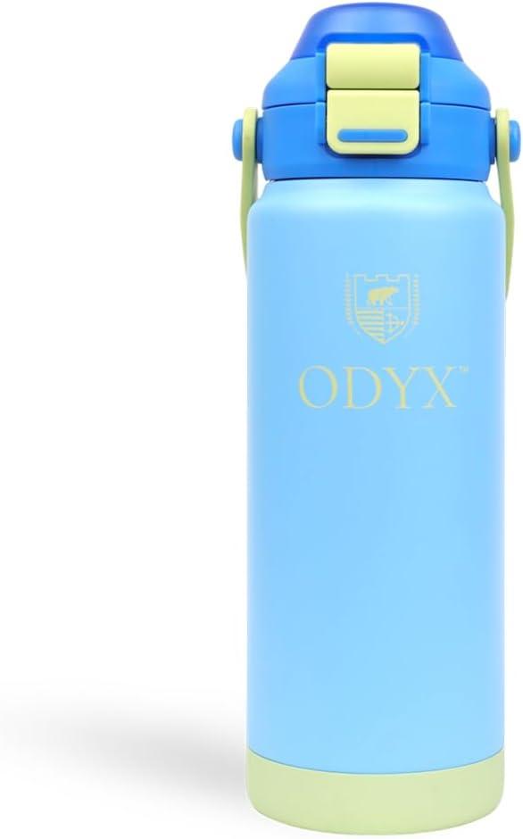 Vapor Bottle 24oz Insulated Stainless Steel Water Bottle with Dual Flip Lid, Straw & Spout, Leakproof, BPA-Free, Travel Tumbler With Handle, for Kids, Teens, or Adults (Lime Wave)