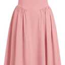 ABEHIK Women Floral Corset Dress Boho Spaghetti Strap Lace Up Casual Midi Dresses with Pockets Low Cut Flowy Bustier Sundress (Pink)