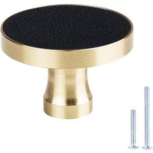 10 Pack Brass Kitchen Cabinet Hardware Round Knob,Gold Drawer Dreeser Pull,1-1/4"(32mm) Diameter,Unique Style for Modern Home Dcor - Black