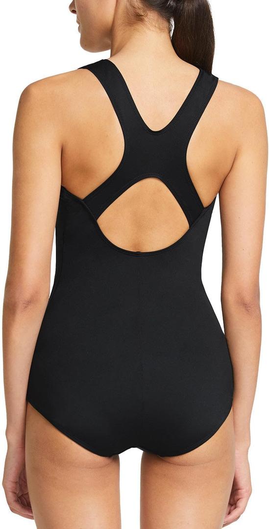 Baleaf Women's Racerback Athletic One Piece Modest Bathing Suit (Large, Black)