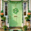 Yalikop St Patrick's Day Wreath for Front Door Wooden Door Decoration Sign Lucky Shamrock Wall Sign Irish Welcome Saint Patricks Day Hanging Decor Hanger for Party Outdoor Indoor
