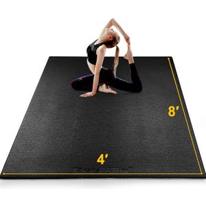 BesWin Large Exercise Mat 8'x4'x6mm/8mm, Extra Thick Workout Mats for Home Gym Flooring, High Density Non-Slip Gym Mats Fitness Mat for Cardio, Weights, Jump Rope, Fitness-Use With or Without Shoes
