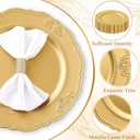 Maxdot 50 Pcs Gold Charger Plates Bulk 13 Inch Plastic Round Dinner Plate Chargers for Wedding Birthday Party Banquet Event Tabletop Decoration Table Setting (Retro), 33 x 33 cm