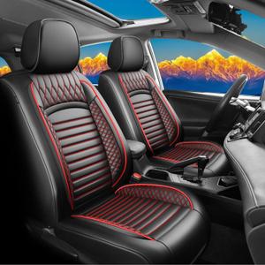 Car seat Covers Compatible with Toyota RAV4 2013-2018 LE,XLE,SE,Premium, Limited,Adventure,Automotive Cushion Protector Replacement, Waterproof Faux Leather Full Set (Full Set, Black&Red)